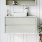 Timberline x Shaynna Blaze Embrace 900mm Wall Hung Vanity - Lapis Salt SilkSurface - EMB-V-900-C-SSA-W