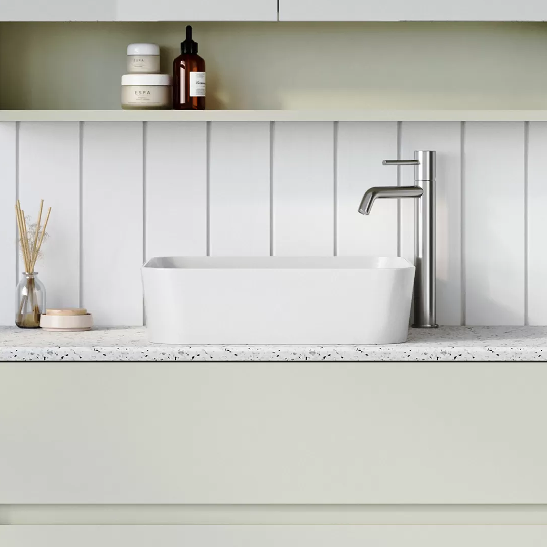 Timberline Florent Above Counter Basin - Gloss White - FLOBS400WGS