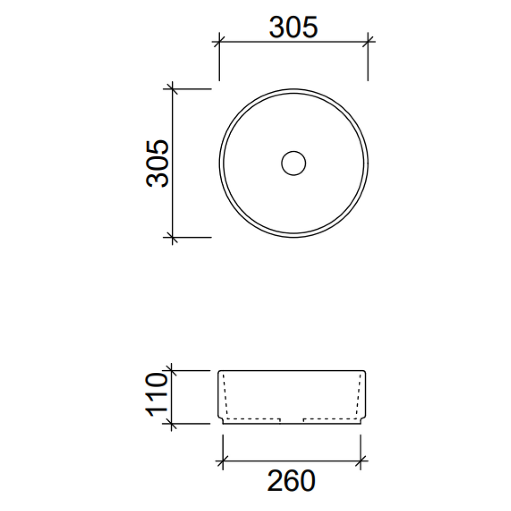Timberline Gem Above Counter Basin - Gloss White - GEMBS305WGS
