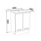 Timberline Harmony Bassini Floorstanding White Satin Vanity 600mm - Alpha Top - HAR-V-600-C-APH-F