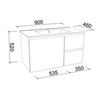 Timberline Harmony Bassini Wall Hung Vanity - 900mm - HAR-V-900-C-APH-W