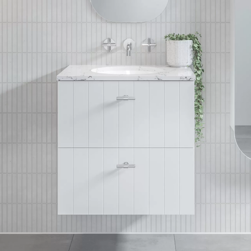 Timberline Henley 600mm Wall Hung Vanity - White Satin