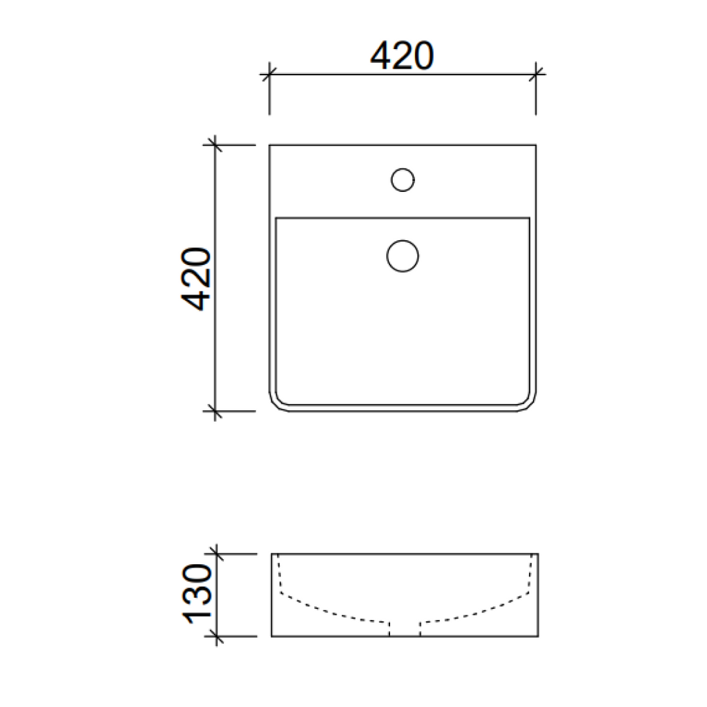 Timberline Iconic 420mm Above Counter Basin - Gloss White - ICNBS420WGS