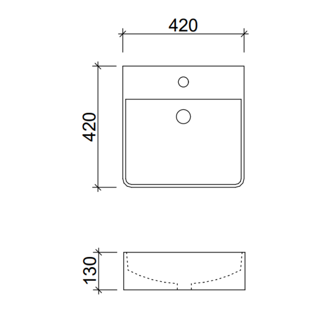 Timberline Iconic 420mm Above Counter Basin - Gloss White - ICNBS420WGS