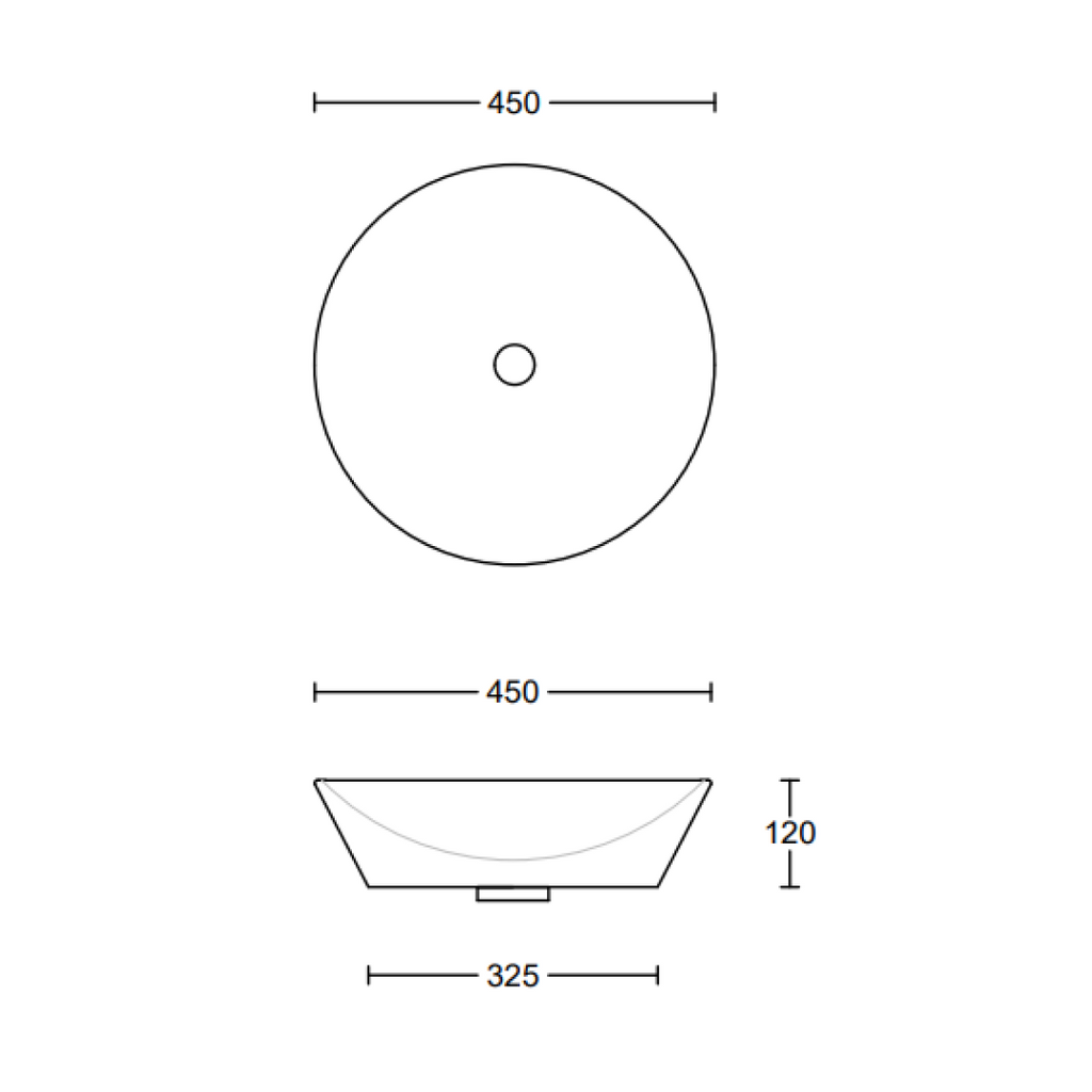 Timberline Jupiter Above Counter Basin - Gloss White - JUPBS450WGS