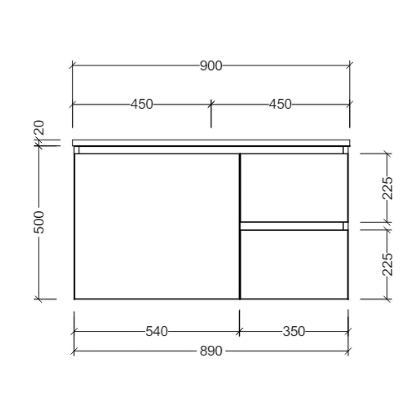 Timberline Nevada 900mm Wall Hung Vanity - White Satin