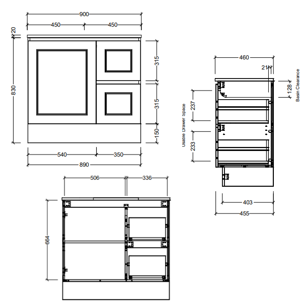 Timberline Nevada Classic 900mm Freestanding Vanity - Alpha Ceramic Top - NVCV900CAPHF