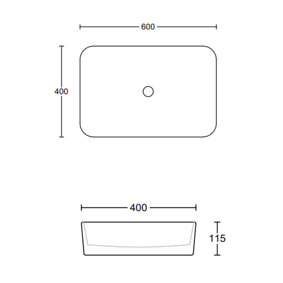 Timberline Quill Above Counter Basin - Gloss White - QUIBS600WGS