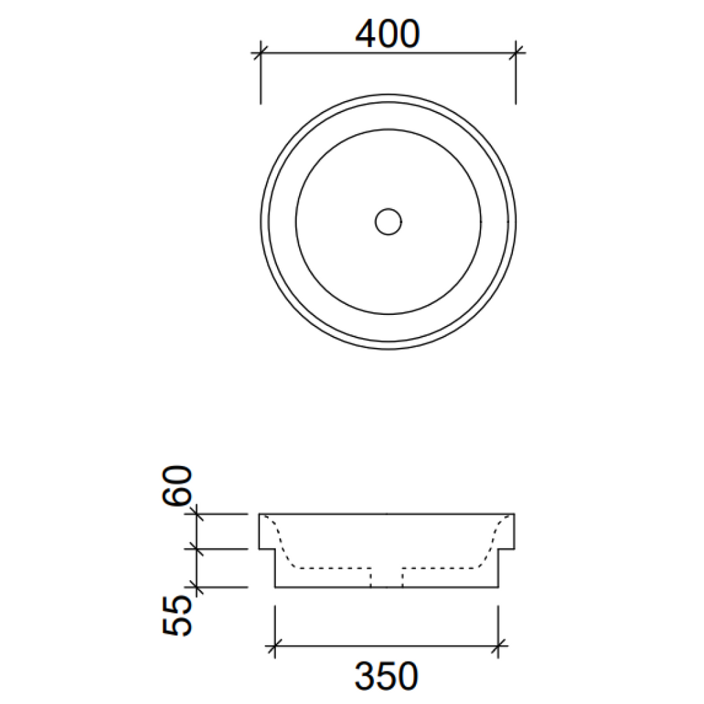 Timberline Radius Inset Basin - Gloss White - RADBS400WGS