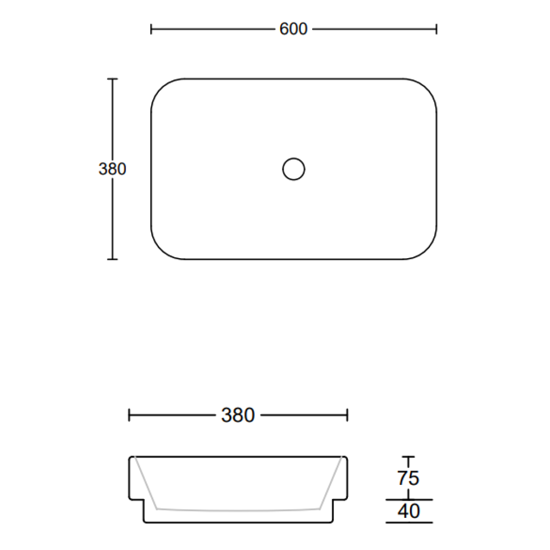 Timberline Rome Inset Basin - Gloss White - ROMBS600WGS