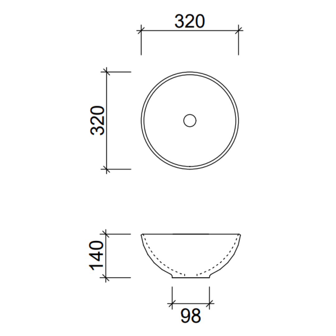 Timberline Rose Above Counter Basin - Gloss White - ROSBS320WGS