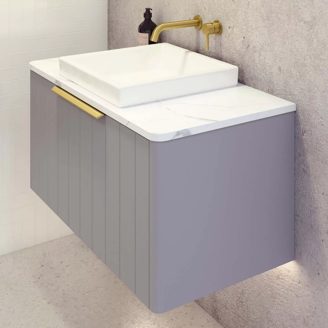 Timberline Saba 900mm Wall hung Vanity - Steel Satin Grey - SABV900CSSAW