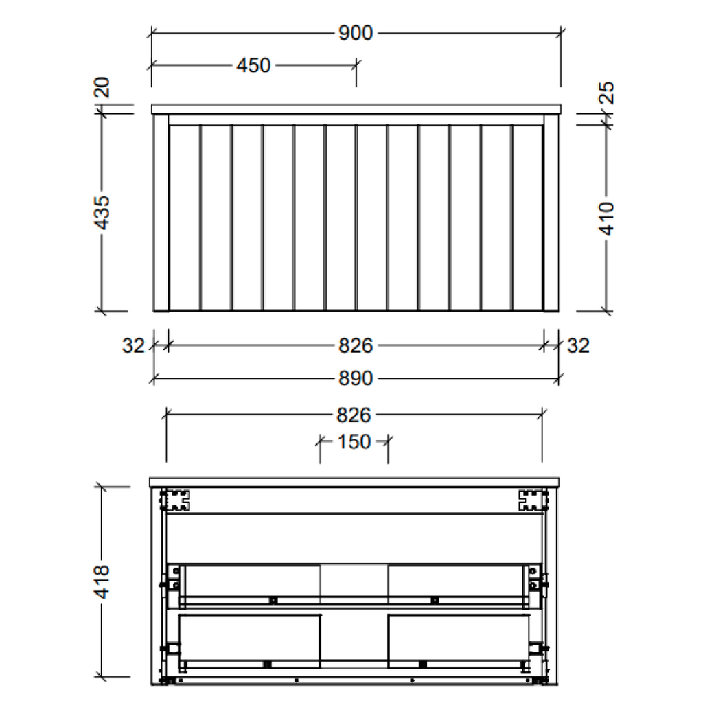 Timberline Saba 900mm Wall hung Vanity - Steel Satin Grey - SABV900CSSAW