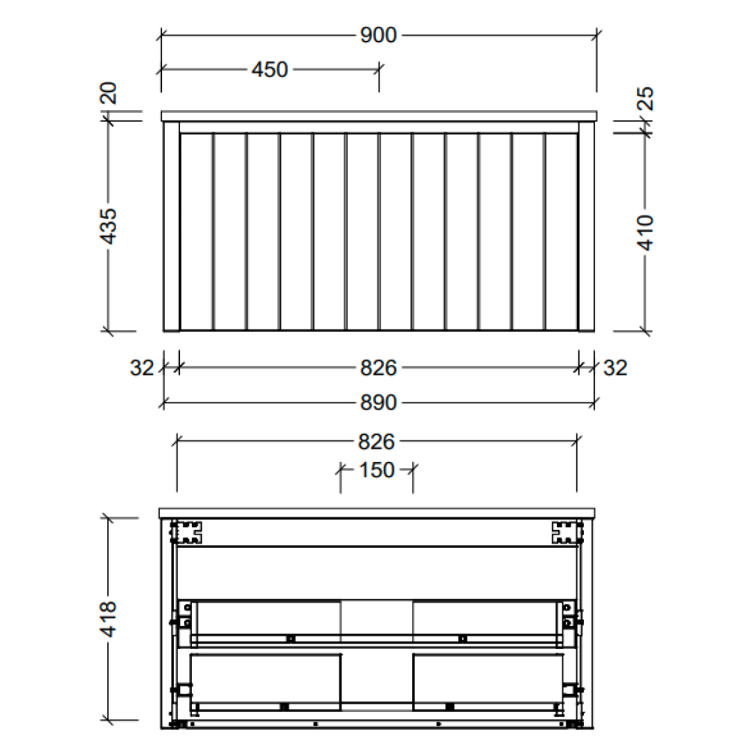 Timberline Saba 900mm Wall hung Vanity - Steel Satin Grey - SABV900CSSAW