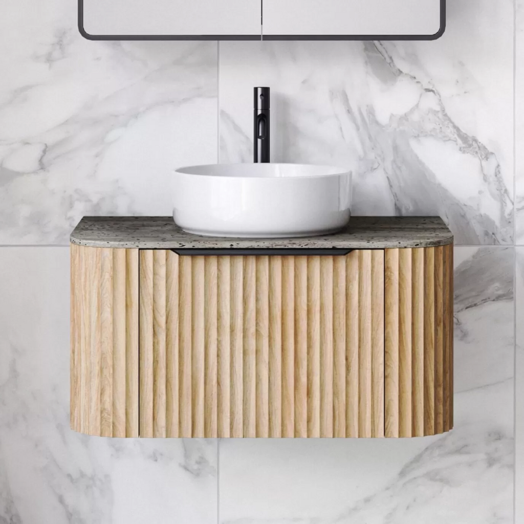 Timberline Santos 750mm Wall Hung Vanity - Storm Cloud SilkSurface Top - SANV750CSSAW