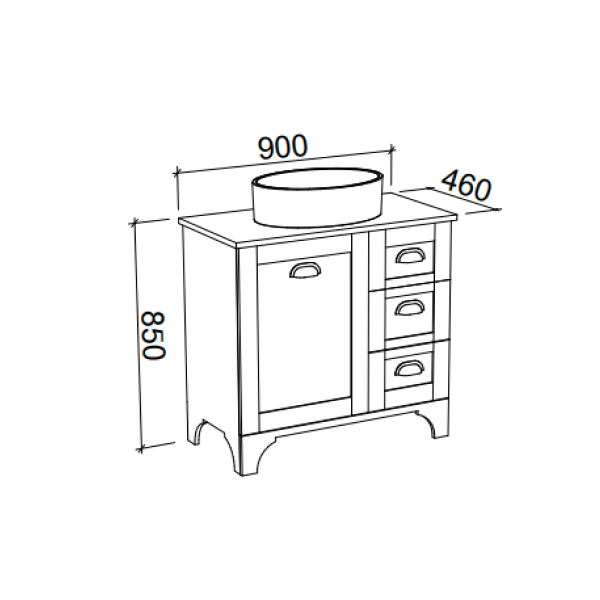Timberline Windsor 900mm Freestanding Vanity - Alpha Top - WINV900CAPHF