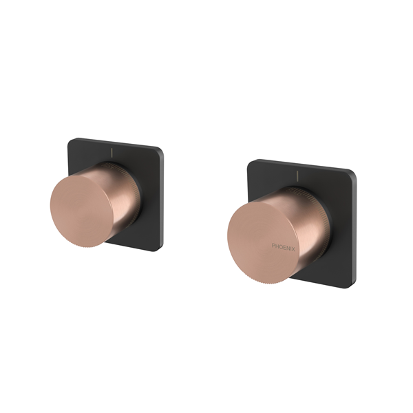 Phoenix - Toi - 108-0670-72 - Wall Top Assemblies 15mm Extended Spindles - Matte Black / Brushed Rose Gold