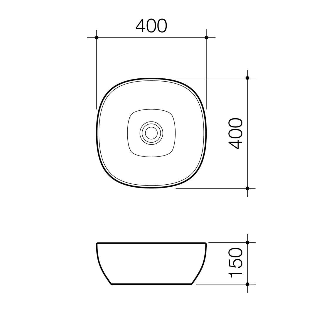 Caroma Tribute 400 Curved Square Above Counter Basin - White - 874800W