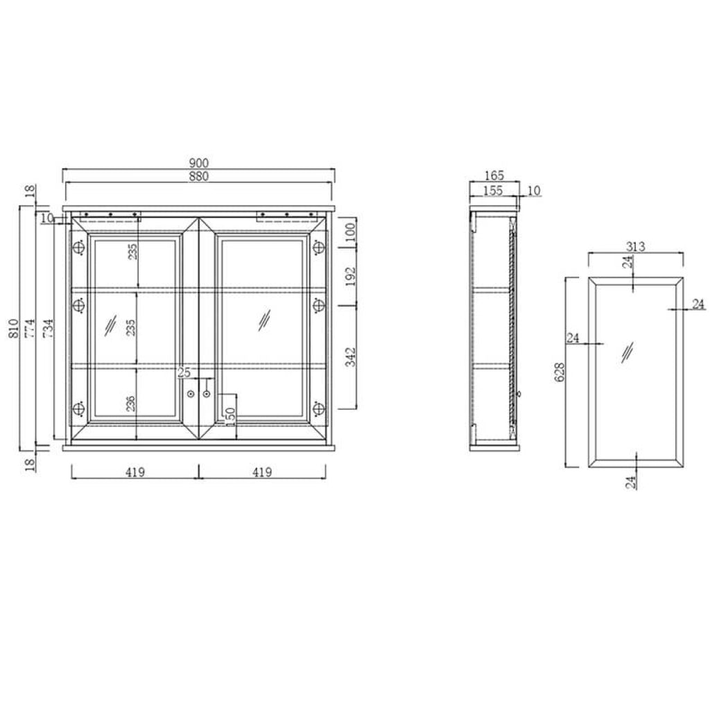 Turner Hastings Coventry 900 Mirror Shaving Cabinet - CO902SC