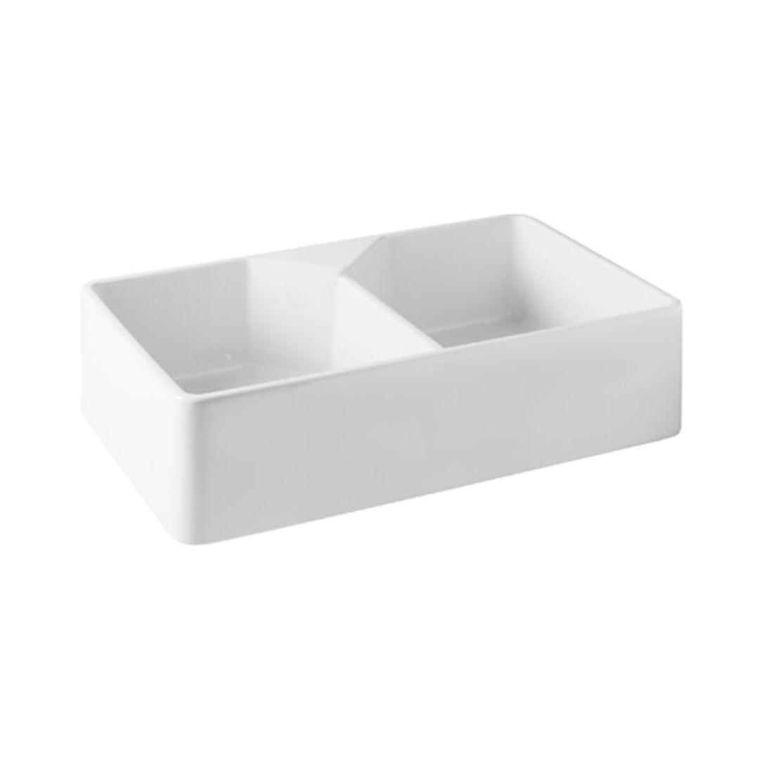 Turner Hastings Chester 80 x 50 Double Flat Front Fine Fireclay Butler Sink - 7408-NTH