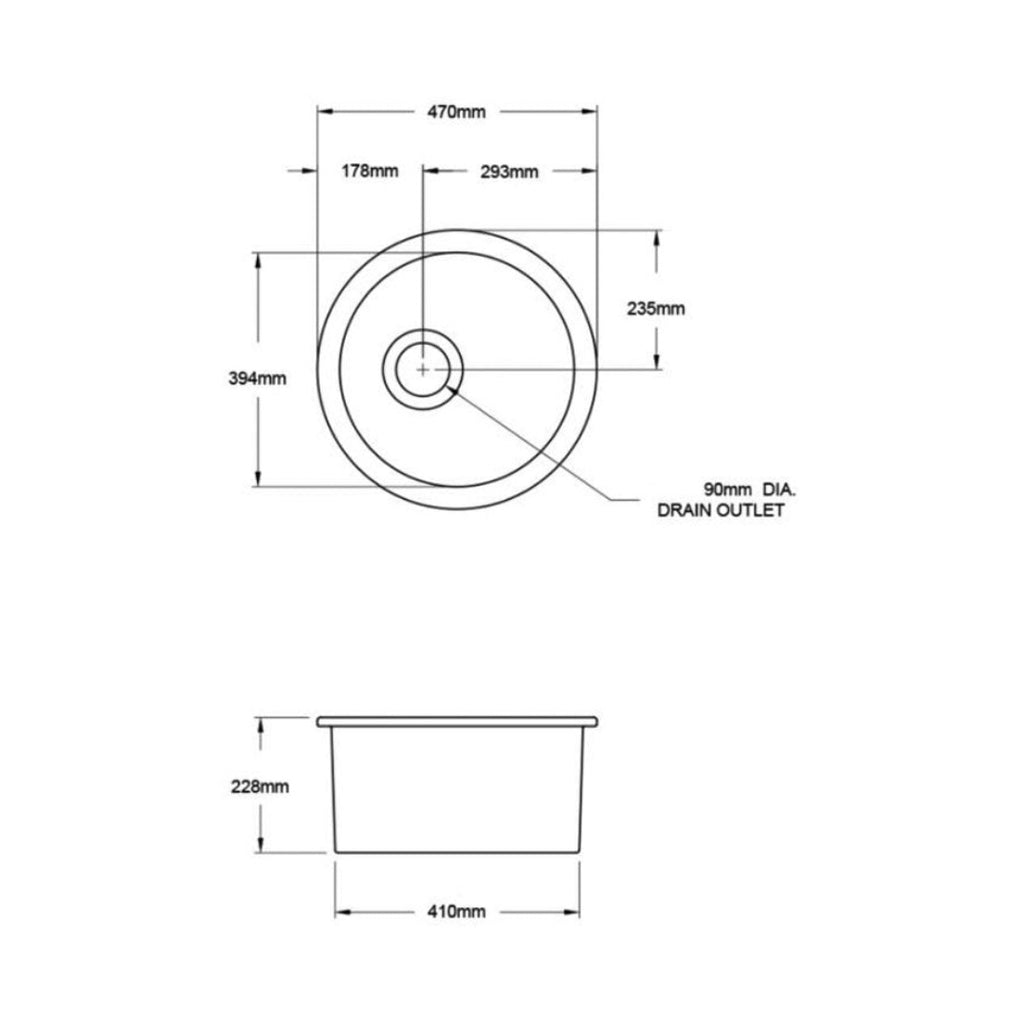 Turner Hastings Cuisine 47 Round Sink - CUR47FS
