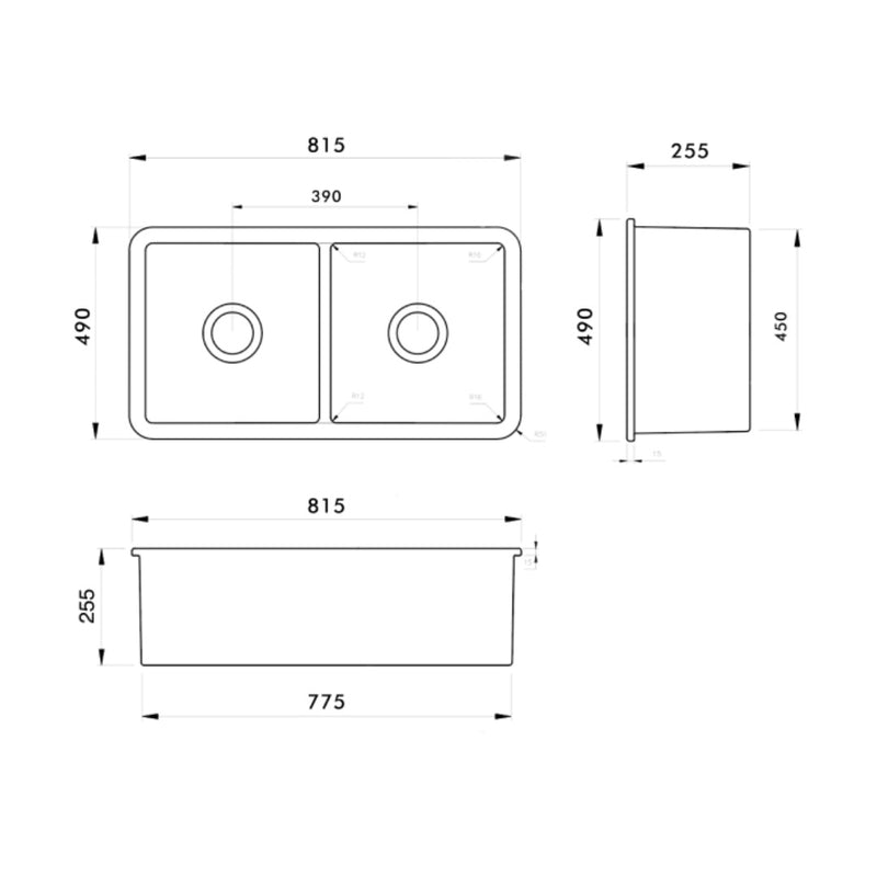 Turner Hastings Cuisine 81 x 49 Double Fine Fireclay Sink - CUD81FS