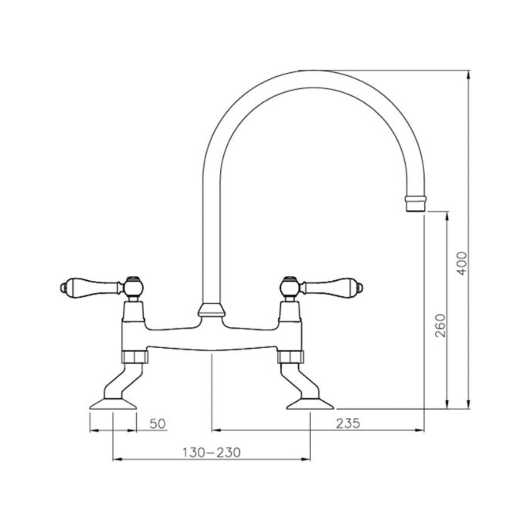 Turner Hastings Ludlow Bridge Tap - Brushed Nickel - LU105BM-BN