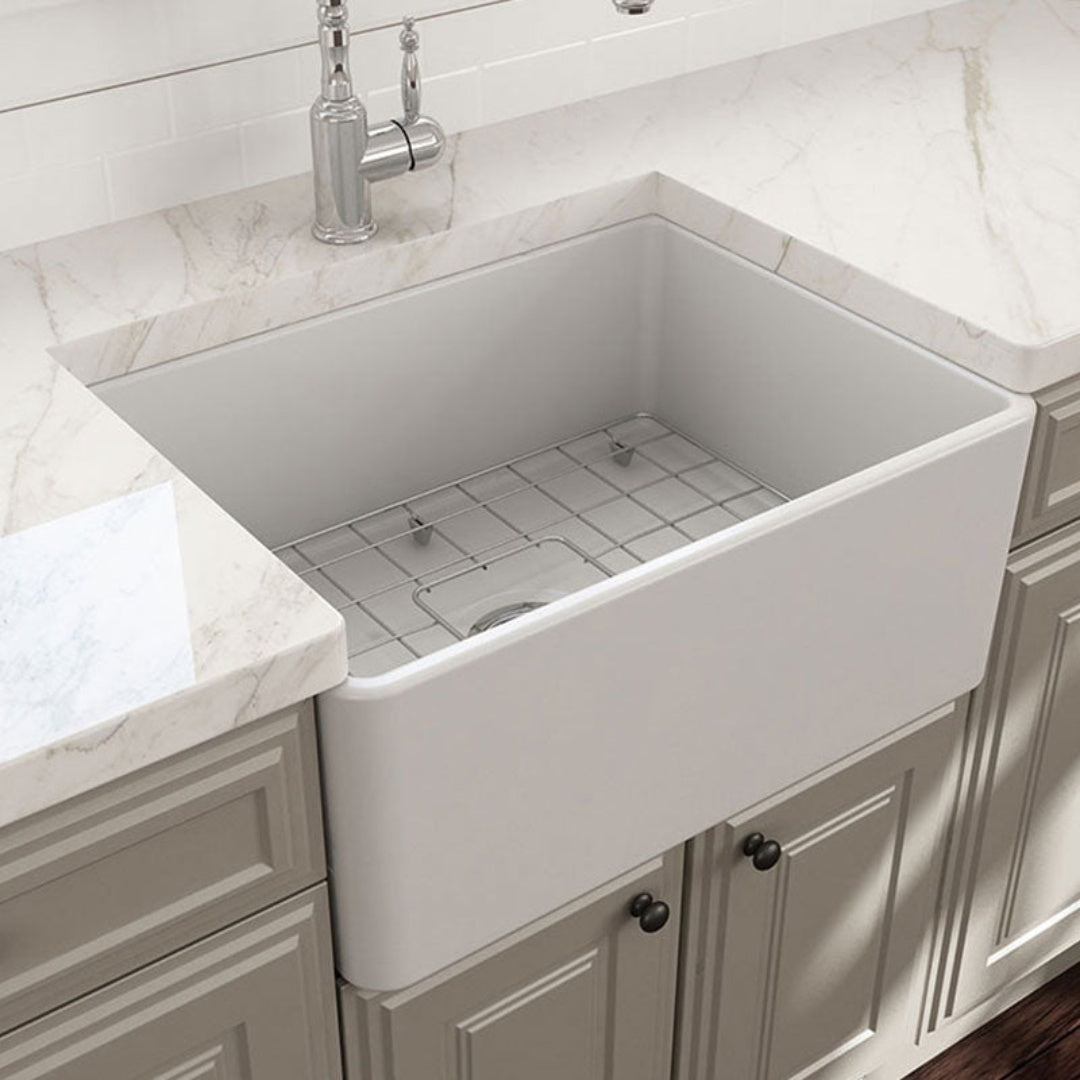 Turner Hastings Novi 60 x 46 Fine Fireclay Butler Sink Matte White - Flat/Ribbed - NO603FS-MW