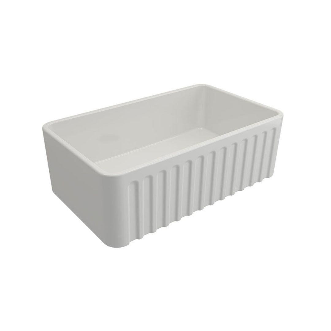 Turner Hastings Novi 75 x 46 Fine Fireclay Butler Sink - Matte White - Flat/Ribbed - NO753FS-MW
