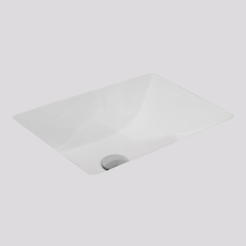 Argent Pace 460 Rectangular Under Counter Basin - No Tap Hole Matte White
