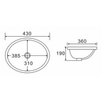 Argent Azure 430 Undercounter Basin Includes Overflow - Gloss White U6143