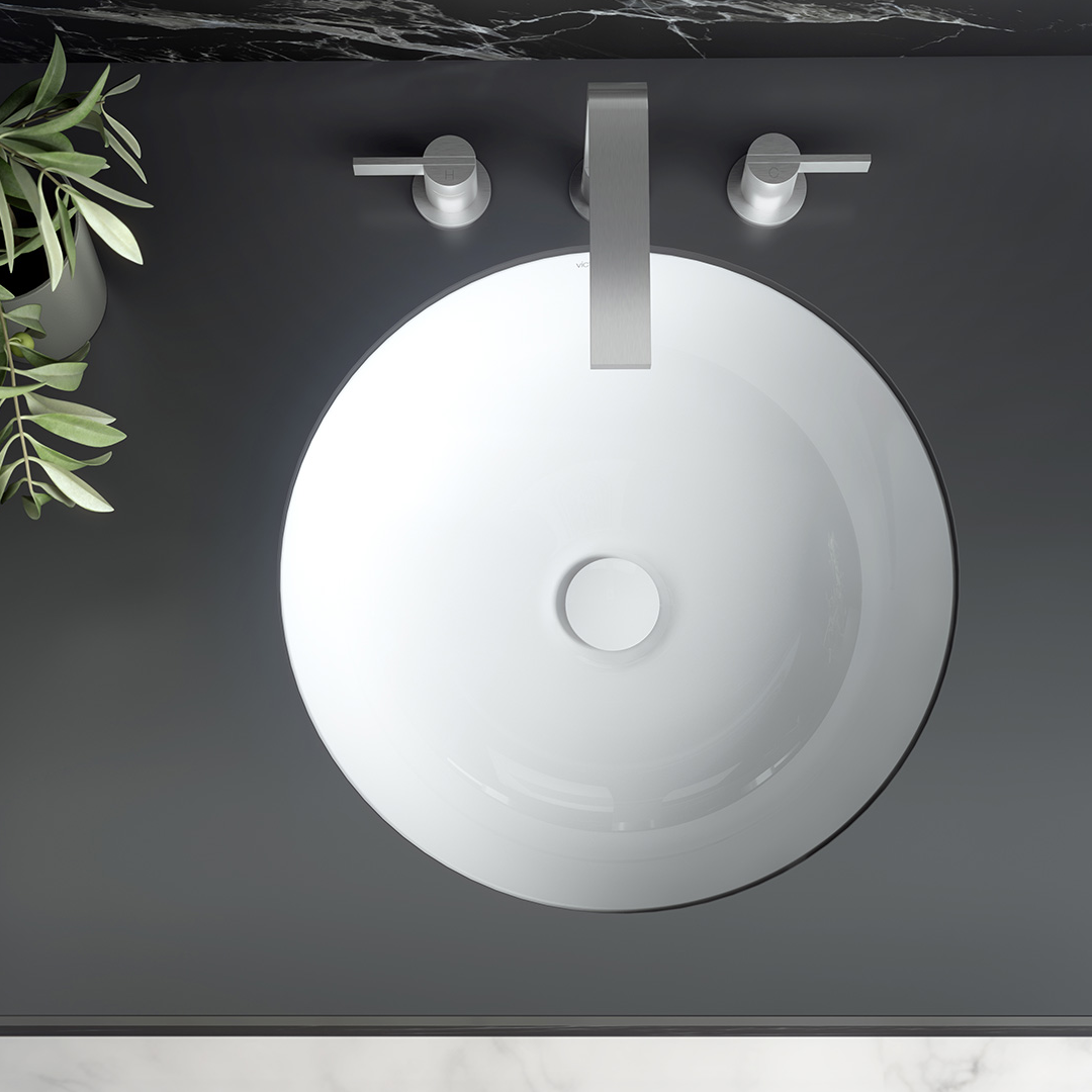 Victoria + Albert Kaali 48 Under Counter Basin with Overflow - QuarryCast Gloss White UB-KAA-48-IO