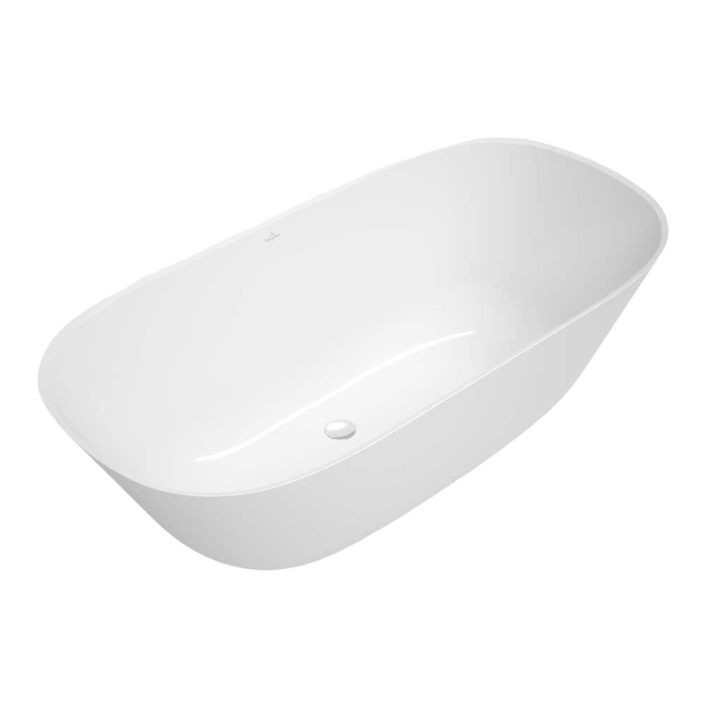Villeroy & Boch Theano 1550 Curved Quaryl Freestanding Bath - Stone White - UBQ155ANH7F200V-RW