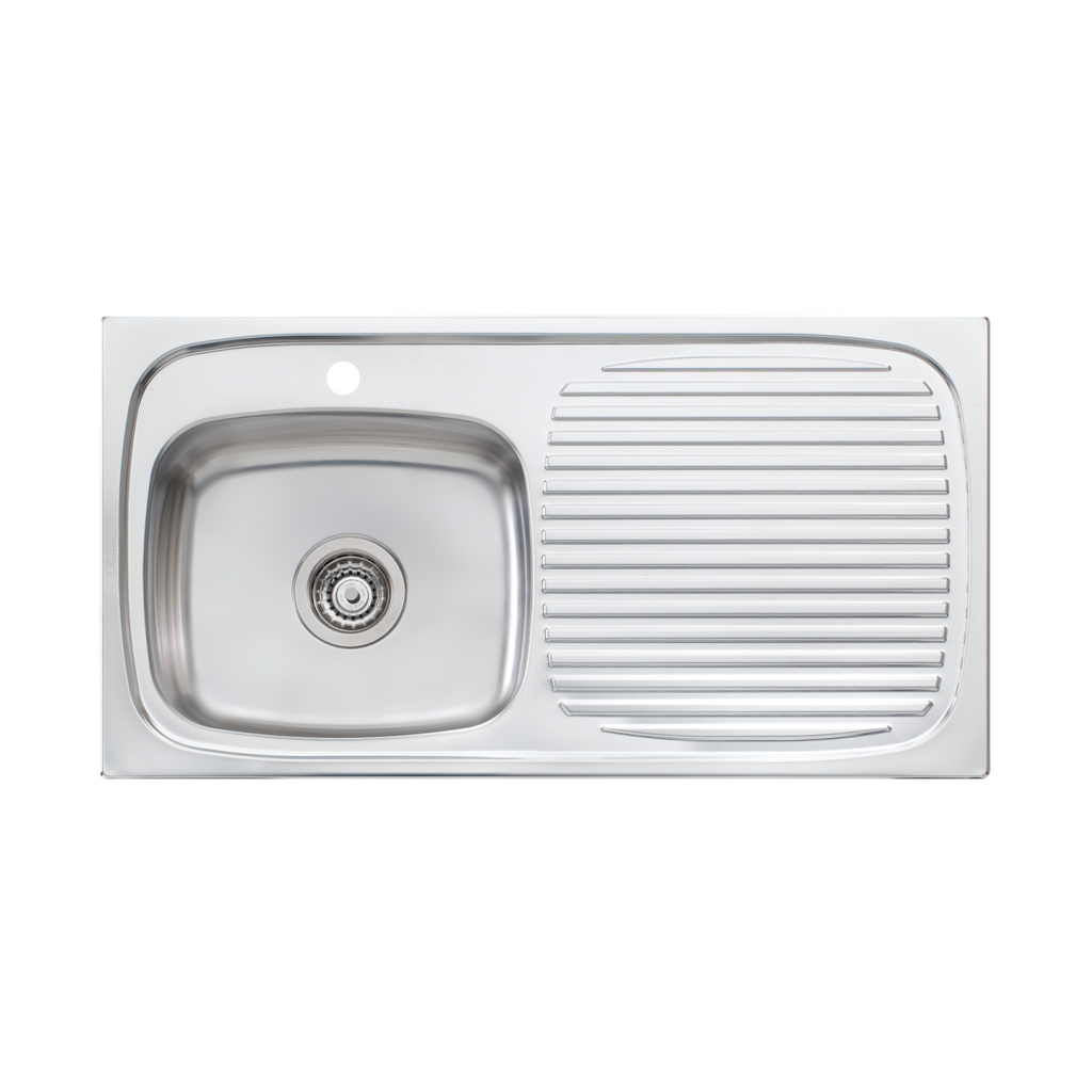 Oliveri Ultraform Single Bowl Left Hand Sink with Drainer - 1 Tap Hole UF01 - UF01 1TH