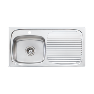 Oliveri Ultraform Single Bowl Left Hand Sink with Drainer - 1 Tap Hole UF01 - UF01 1TH