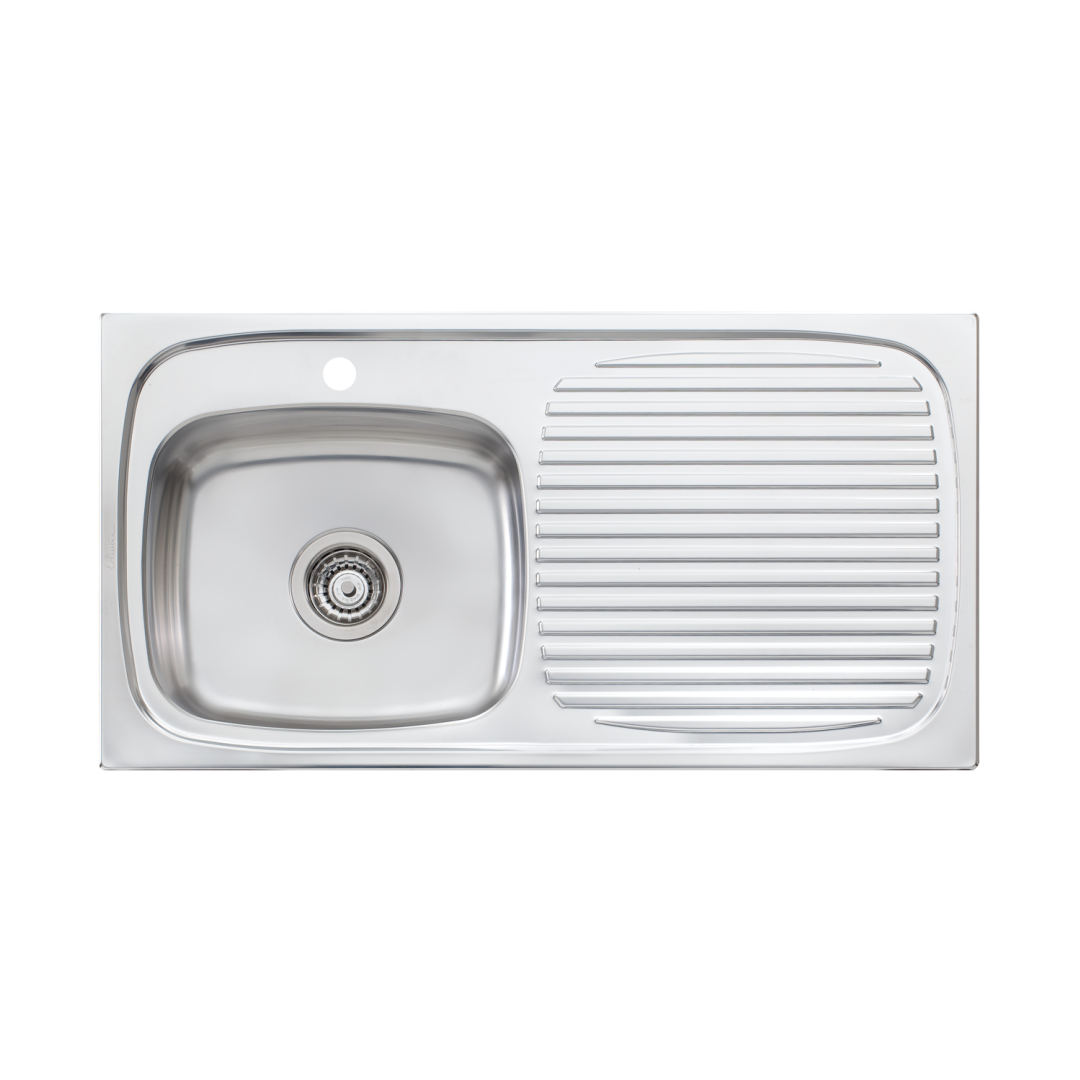 Oliveri Ultraform Single Bowl Left Hand Sink with Drainer - 1 Tap Hole UF01 - UF01 1TH