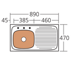 Oliveri Ultraform Single Bowl Left Hand Sink with Drainer - 1 Tap Hole UF01 - UF01 1TH