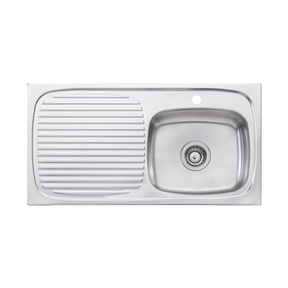 Oliveri Ultraform Single Bowl Right Hand Sink with Drainer - 1 Tap Hole UF02 - UF02 1TH