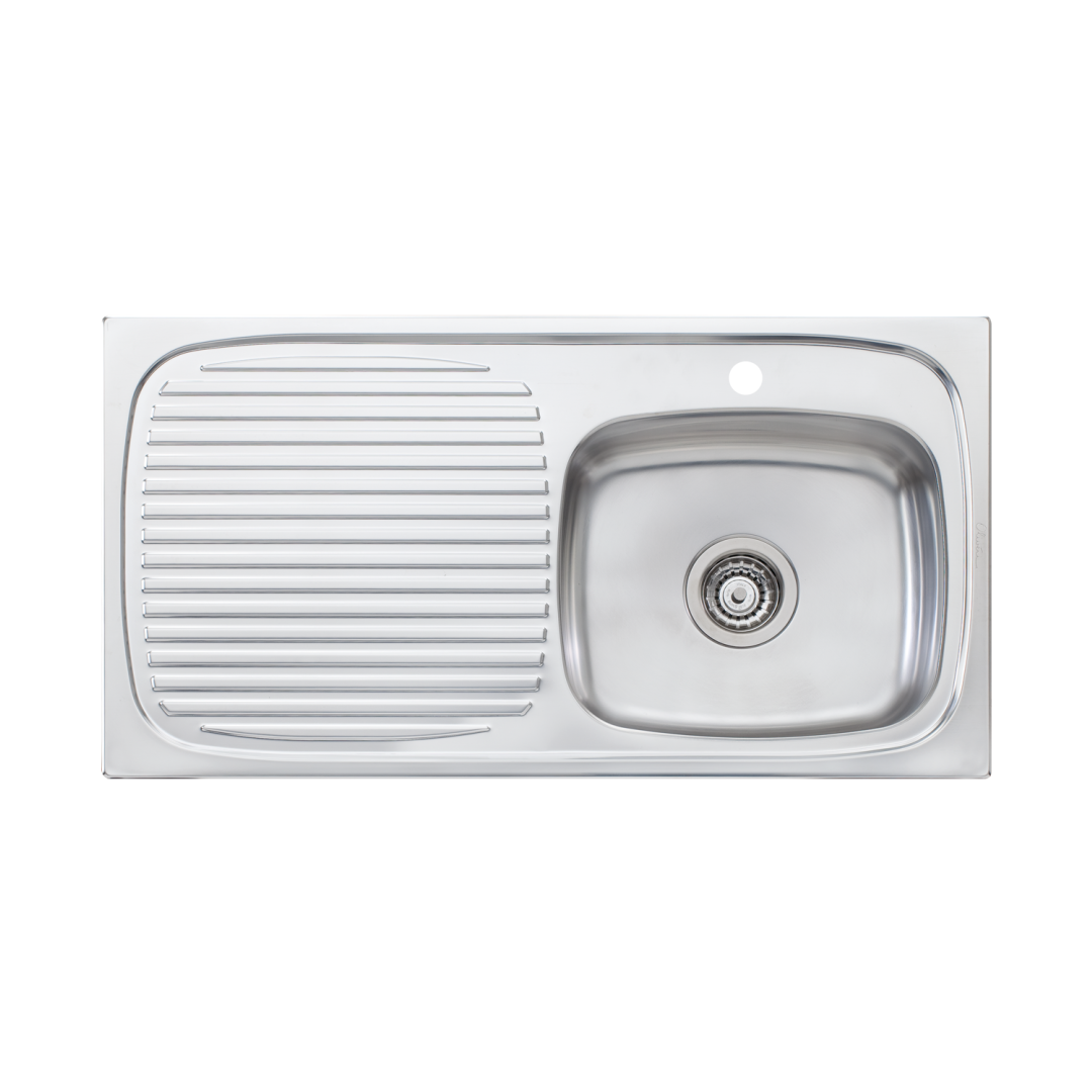 Oliveri Ultraform Single Bowl Right Hand Sink with Drainer - 1 Tap Hole UF02 - UF02 1TH