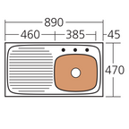 Oliveri Ultraform Single Bowl Right Hand Sink with Drainer - 1 Tap Hole UF02 - UF02 1TH