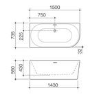 Caroma Urbane II 1500 Back to Corner Bath (Includes Overflow) - Left Hand Side Gloss White
