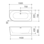 Caroma Urbane II 1500 Back to Corner Bath (Includes Overflow) - Right Hand Side Gloss White