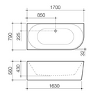 Caroma Urbane II 1700 Back to Corner Bath (No Overflow) - Left Hand Side Gloss White