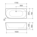 Caroma Urbane II 1700 Back to Corner Bath (No Overflow) - Right Hand Side Gloss White