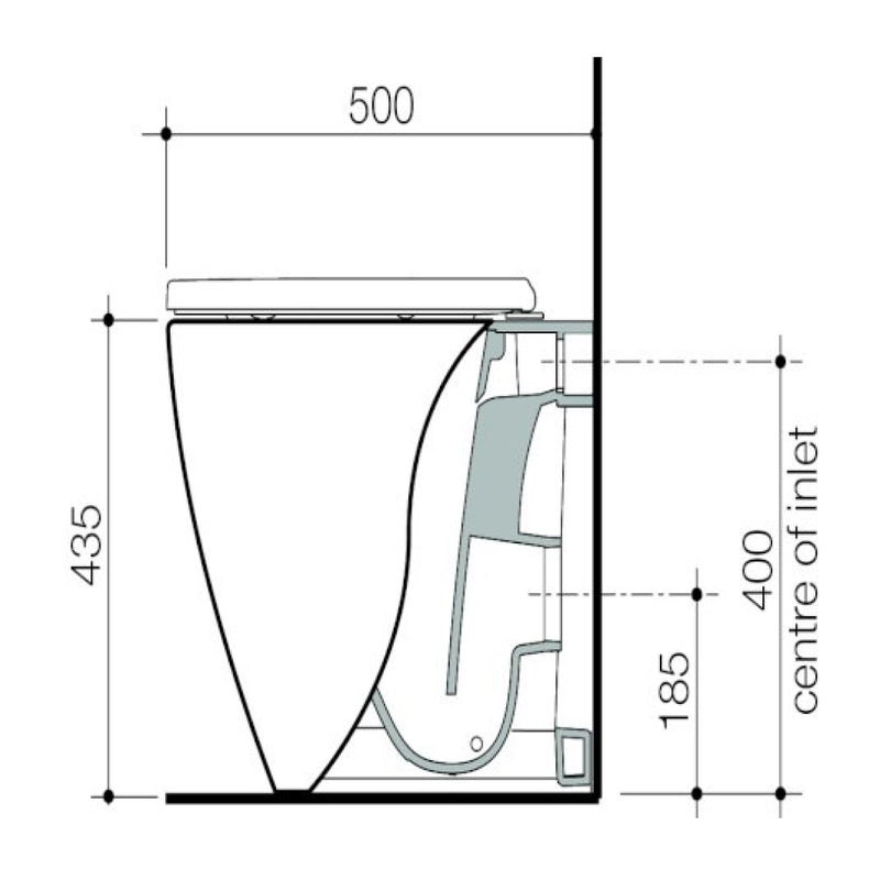 Caroma Urbane II Compact Cleanflush Germgard S or P-Trap Wall Faced Pan - Back Inlet