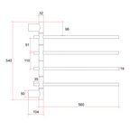 Thermorail USV41 4 Bar Non-Heated Swivel Towel Rail - Polished Stainless Steel