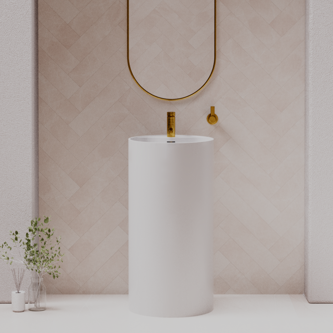 Pietra Bianca Union Freestanding Basin - 1 Tap Hole - White Matte - PBS2021-WM