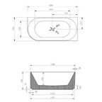 Cassa Design V-Groove 1500mm Right Hand Corner Acrylic Back to Wall Bath Includes Overflow - Matte White - BT-VG1500R