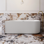 Cassa Design V-Groove 1700mm Left Hand Corner Acrylic Back to Wall Bath Includes Overflow - Matte White - BT-VG1700L