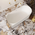 Cassa Design V-Groove 1700mm Left Hand Corner Acrylic Back to Wall Bath Includes Overflow - Matte White - BT-VG1700L